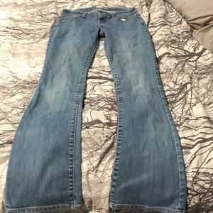 Light blue low rise flare jeans